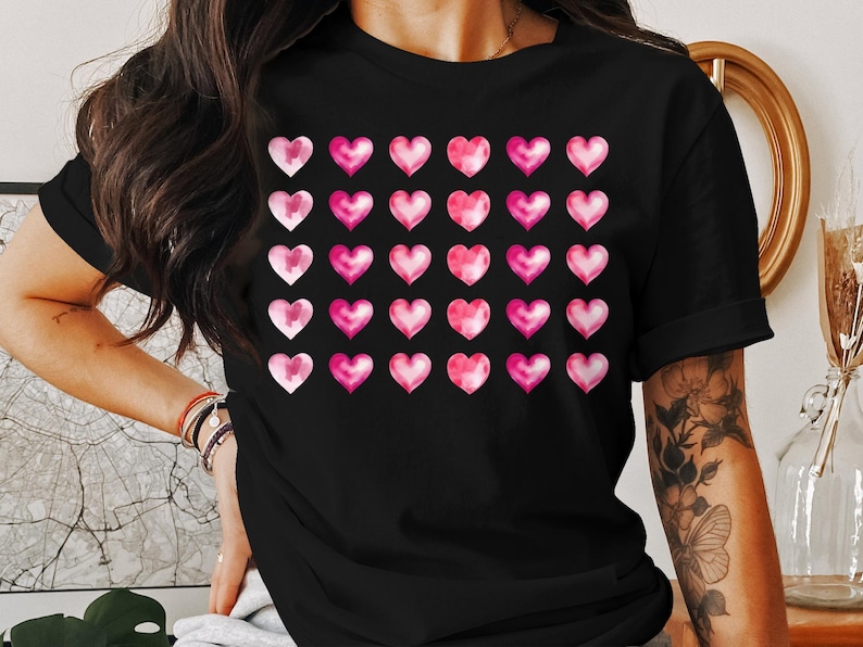 Coquette Pink Hearts Shirt, Cute Hearts Graphic Tee for Valentine's Day, Trendy Coquette Aesthetic Tshirt for Her, Galentine's Day Gift Idea