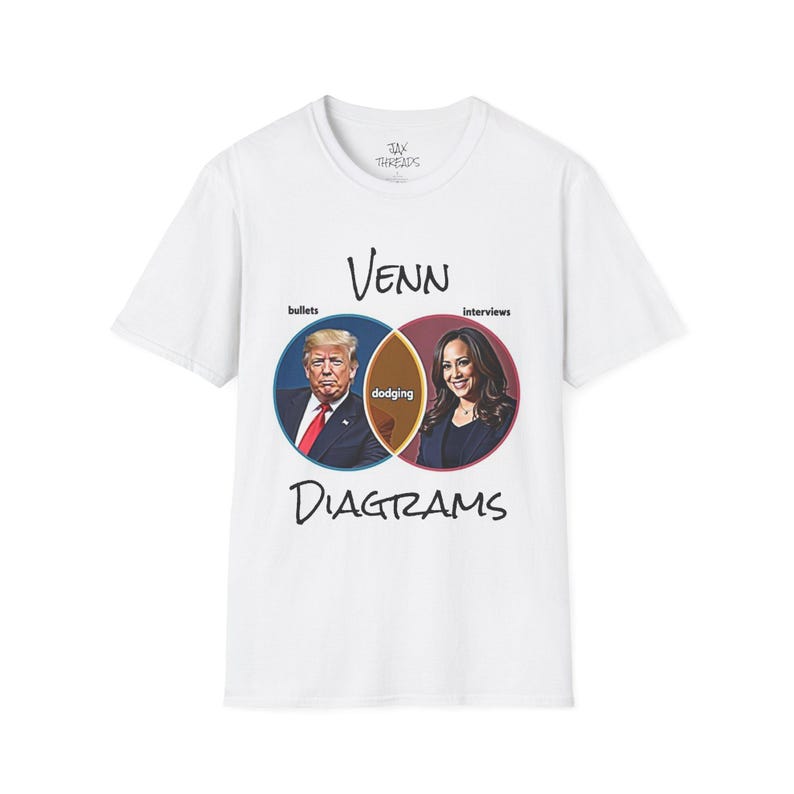 Political Venn Diagram Tee, Funny Trump vs Kamala Softstyle T-Shirt, Cultural Meme Shirt for Adults, B*llet Dodging Humor, Election 2024Political Venn Diagram Tee, Funny Trump vs Kamala Softstyle T-Shirt, Cultural Meme Shirt for Adults, B*llet Dodging Humor, Election 2024 For Men And Women