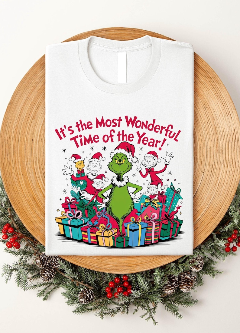 It's The Most Wonderful Time Of The Year Grinch Christmas Shirt, Vintage Grinch Christmas Tee, Xmas Party T-shirt,Retro Grinch Christmas Tee
