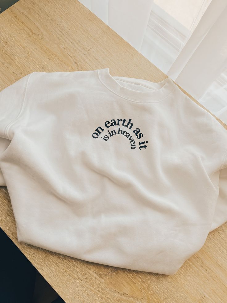 On Earth As It Is In Heaven Oversized White Bible Study Gift Christian Faith Based Sweatshirt