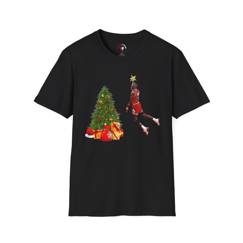 Michael Jordan Putting The Star On The Tree T-Shirt, Basketball Christmas Apparel, Basketball Fan Shirt, NBA Holiday Shirt, Xmas Gift Top