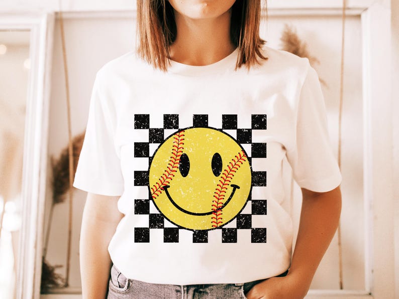 Softball Smiley Face Shirt, Retro Smiley Face Shirt, Happy Softball Design Tshirt, Checkered Retro Smile Face Shirt, Softball Fan GiftSoftball Smiley Face Shirt, Retro Smiley Face Shirt, Happy Softball Design Tshirt, Checkered Retro Smile Face Shirt, Softball Fan Gift For Men And Women
