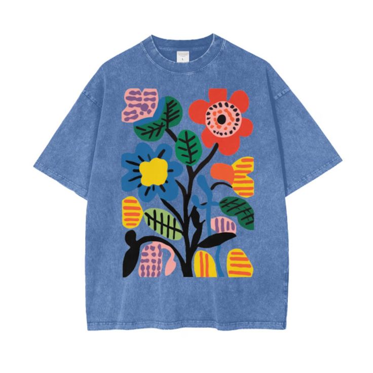Oversized Floral Shirt for Men , Womens Oversized T-Shirt with Flowers, Modern TShirt, artsy Shirts, Art Shirt, Nordic Shirt, Scandinavian