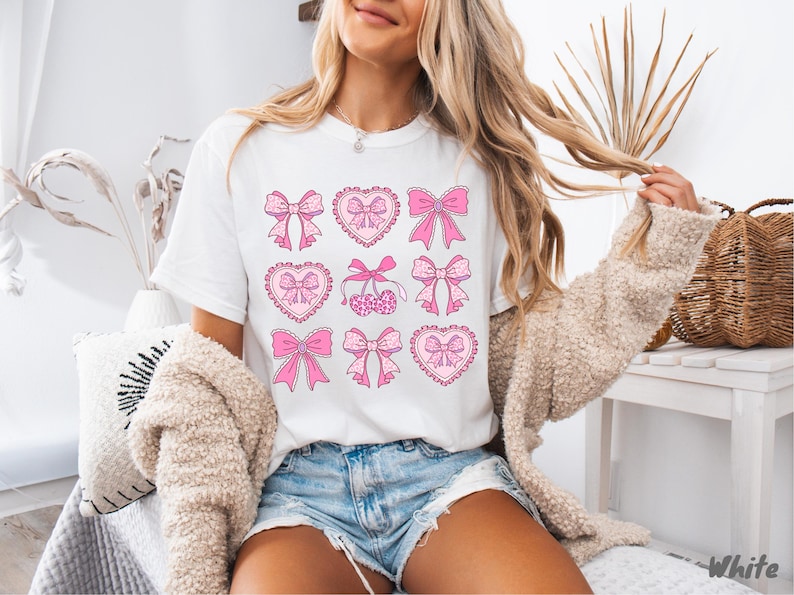Valentine Coquette Leopard Heart & Pink Bows Preppy, Coquette Valentines Day, Cute Valentine Shirt, Valentines Day Shirts for Women Gift For Men And Women