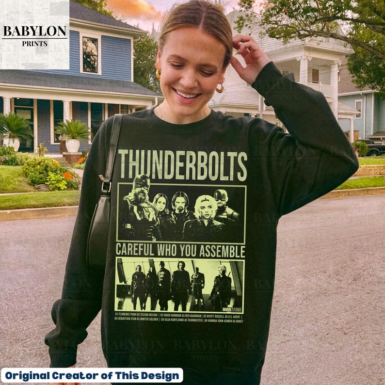 Thunderbolts T Shirt Marvel Movie Shirt Disney Sweatshirt Yelena Belova Shirt Gift Bucky Barnes Shirt Marv Poster Tee Avengers Campus shirt For Men And Women