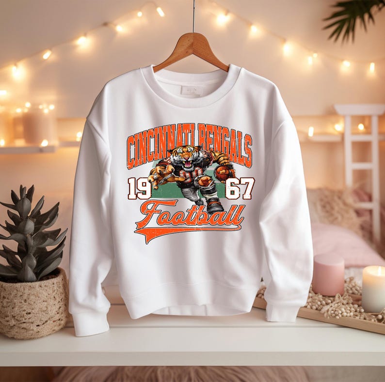 Cincinnati Football Crewneck Sweatshirt / T-Shirt, Vintage Bengal Sweatshirt, Cincinnati Game Day, Bengal Gifts