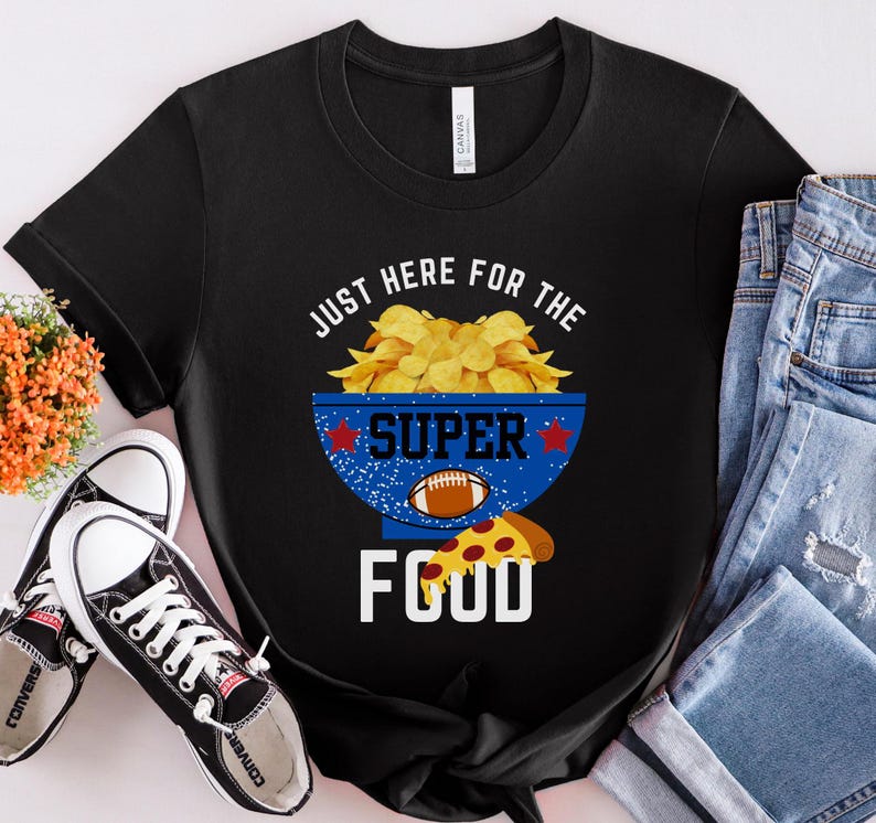 Funny Football Shirt, Super Bowl Tee, Just Here For The Food, Game Day Shirt, Super Bowl Shirt For Men, Christmas Gift For Football Lover