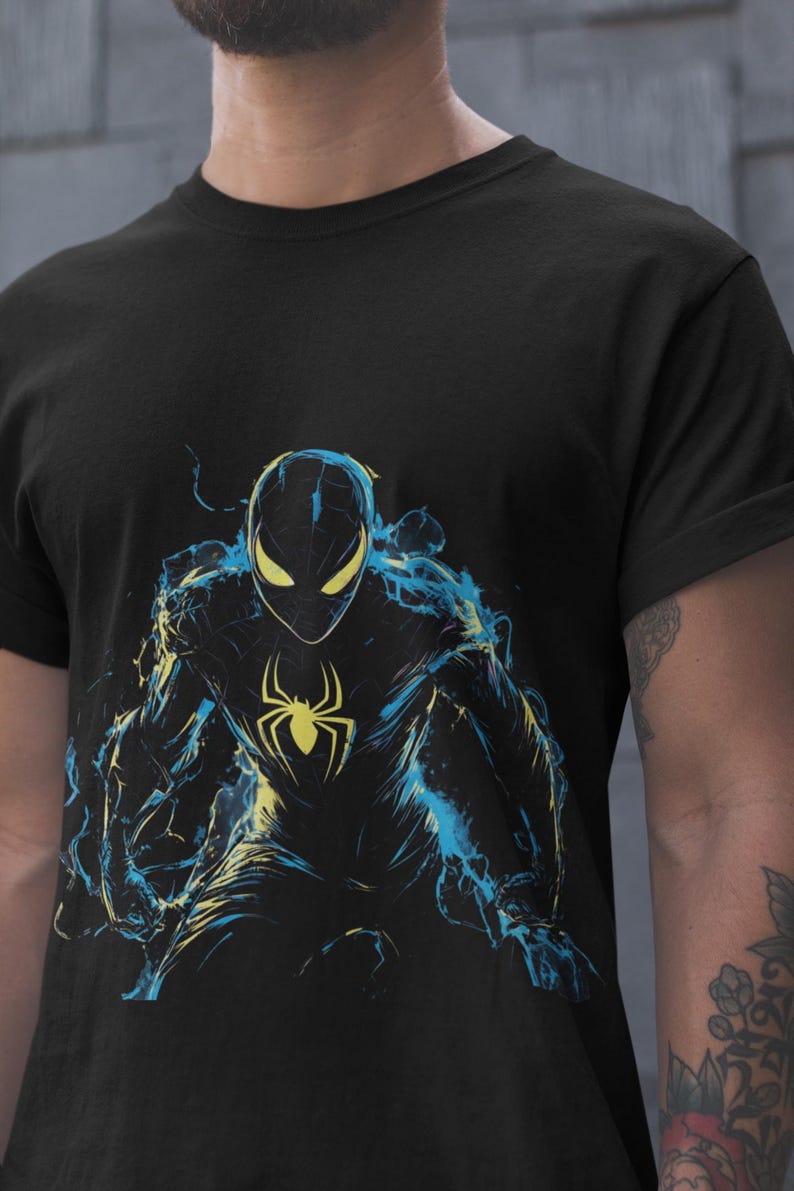 Spider-Man Neon Glow Shirt, Family Spider Shirt, MCU Fans Gift, Trendy Neon Halloween Tee, Marvel Superhero Shirt, Unisex Apparel. For Men And Women