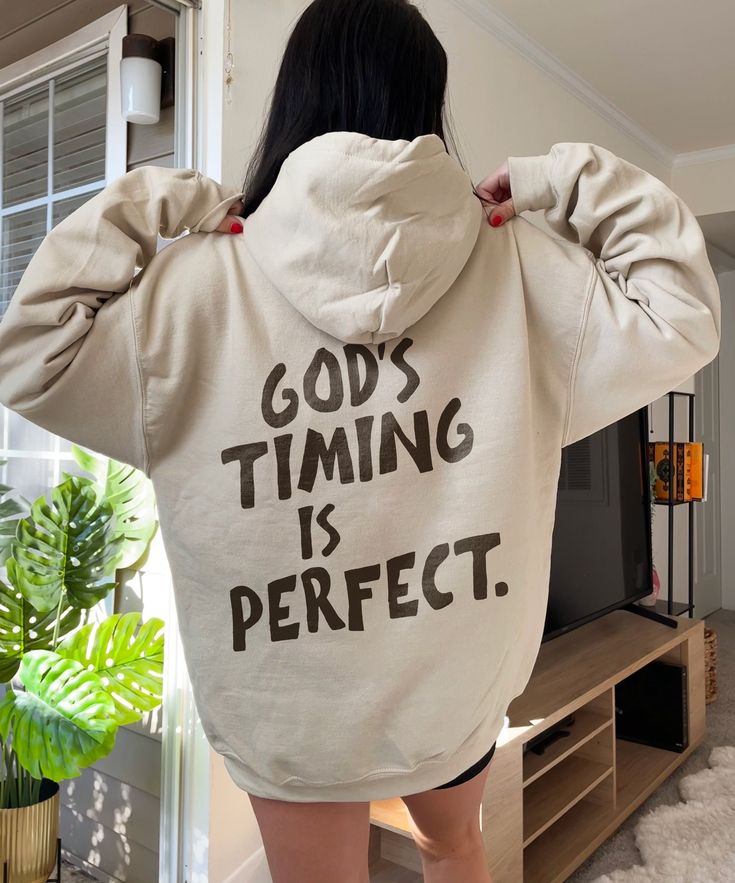 Gods Timing Is Perfect Christian Hoodies Christian Sweatshirt Christian Apparel Christian Hoodie Jesus Sweatshirt Trendy Clothes