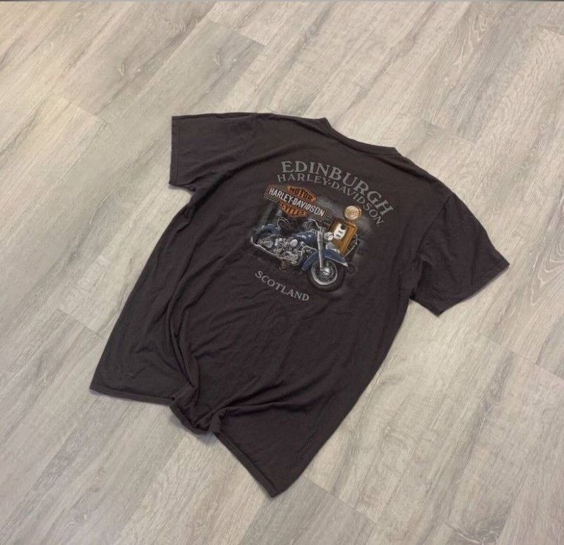 Moto Harley Davidson Vintage Edinburgh Racing 00s Tshirt, Shirt Outfit, Gift For Men, Gift For Women