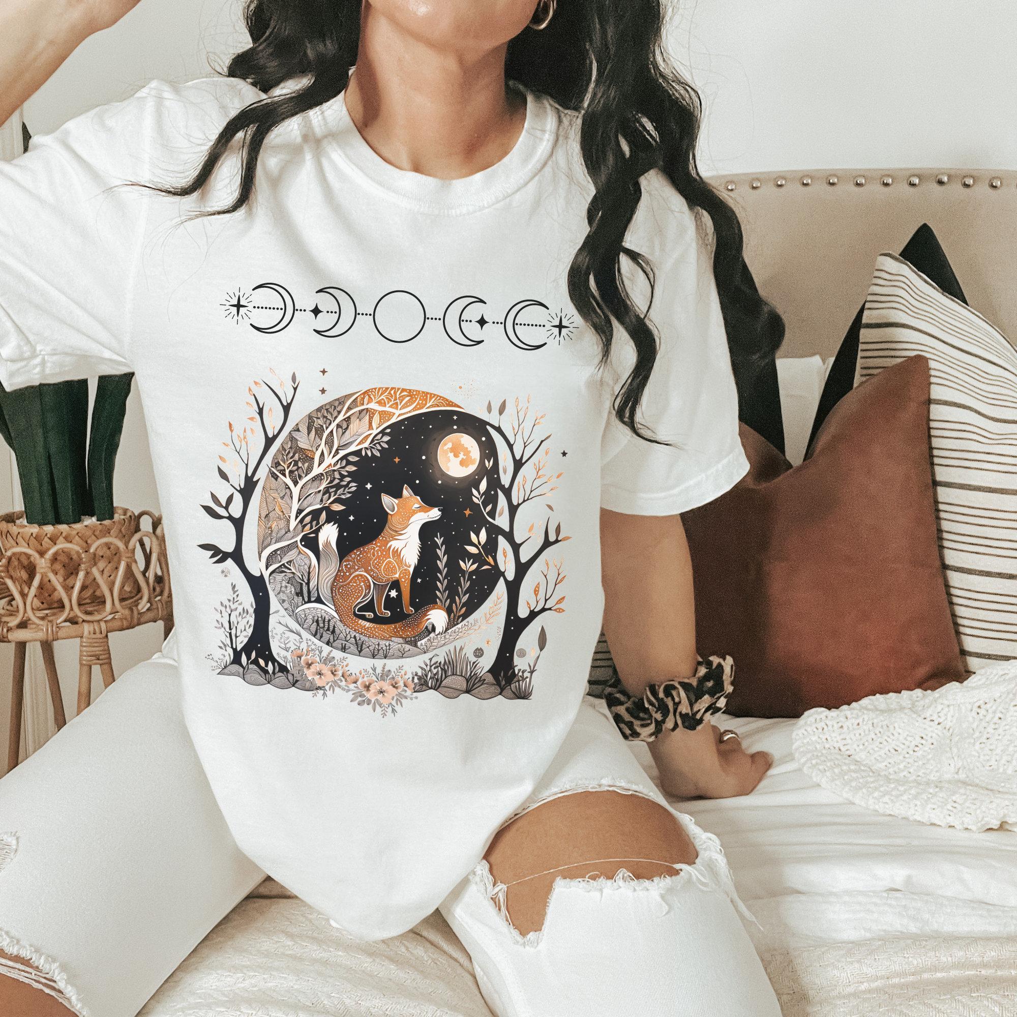 Goblincore shirt fox witchy whimsigoth t-shirt celestial fairycore dark cottagecore shirt green witch nature witch witchy aesthetic shirt
