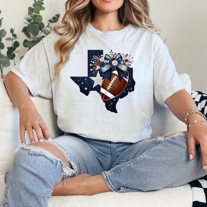 Cowboys Spirit shirt, Texas football with bow, Dallas football, Texas florals shirt, Cute spirit shirt, Cute football shirt, bows, football
