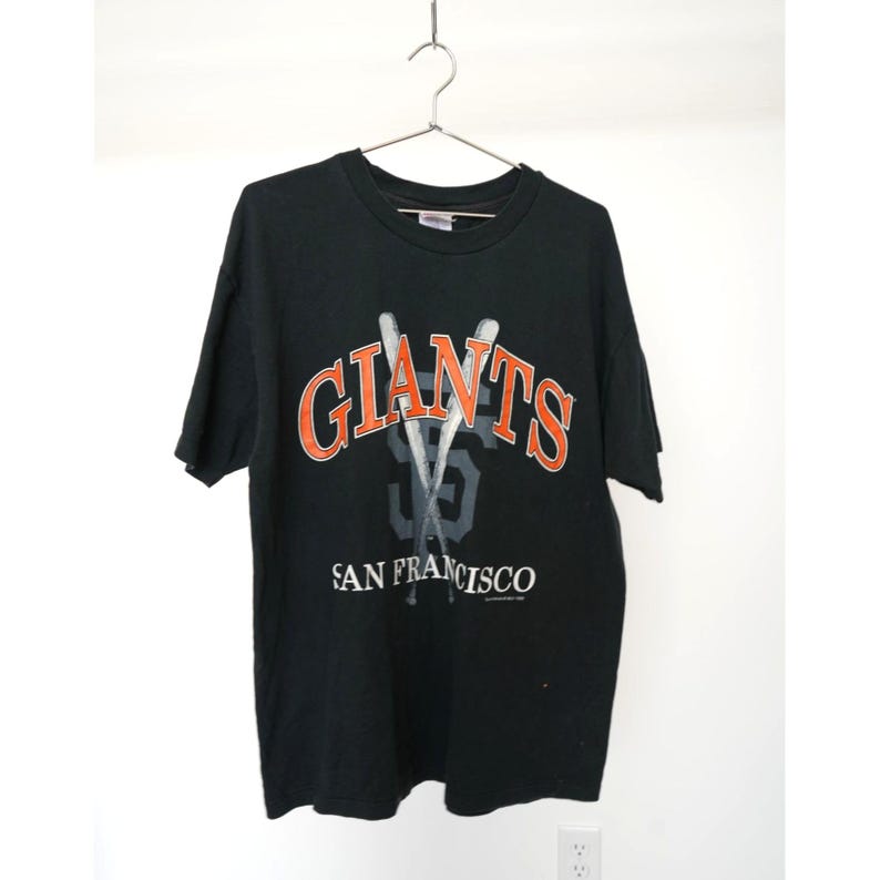 Vintage 90s Hanes MLB San Francisco Giants Tee Shirt Black XL Single Stitch For Men And Women