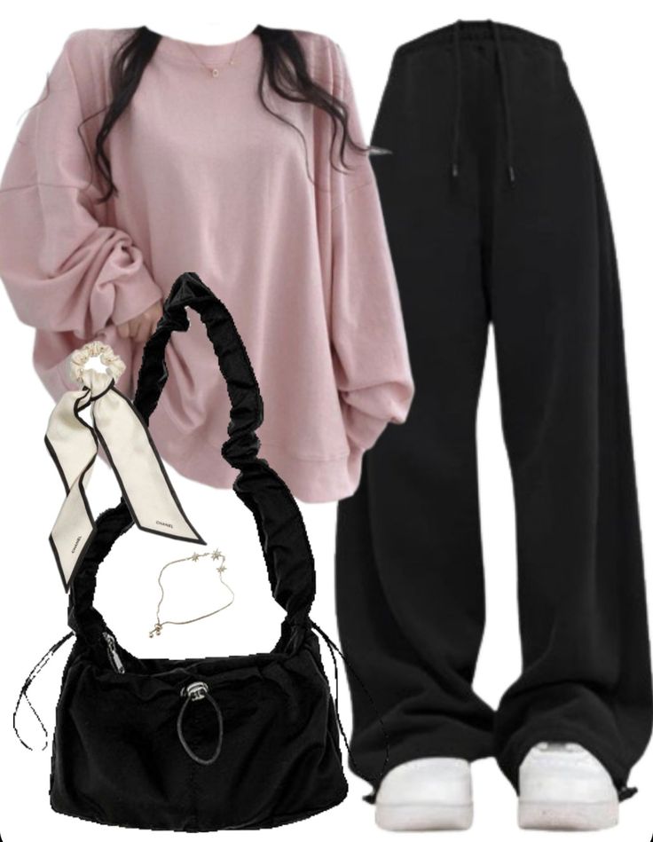 OOTD: Oversized Sweatshirt + Baggy Sweatpants + Shirring String Shoulder Bag For Men And Women