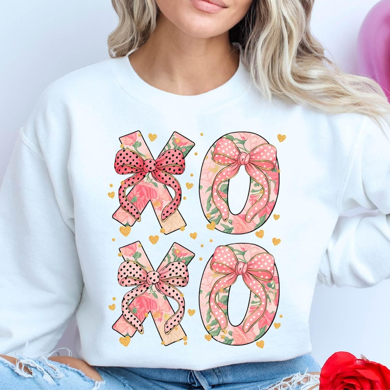 Coquette Valentine XOXO Shirt, Valentines Day Sweatshirt, XOXO Valentine Shirt, Valentines Crewneck, Coquette Valentine Gift for Her