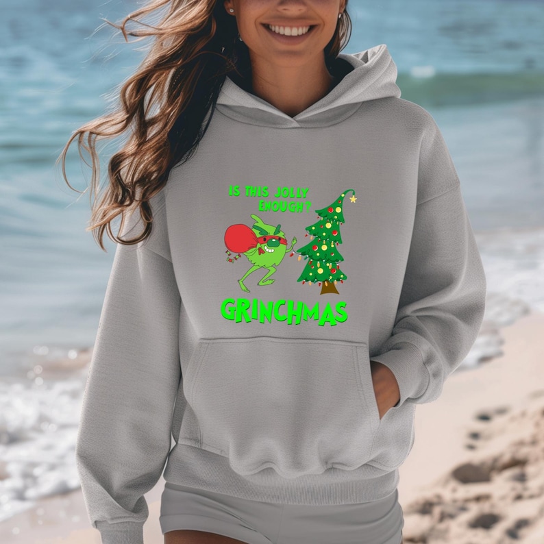 Is This Jolly Enough Grinch Christmas Tree Crewneck Sweatshirt Grinch Mas Shirt Xmas Hoodie Grinch Holidays Jumper Grinch Shirt Grinchmas