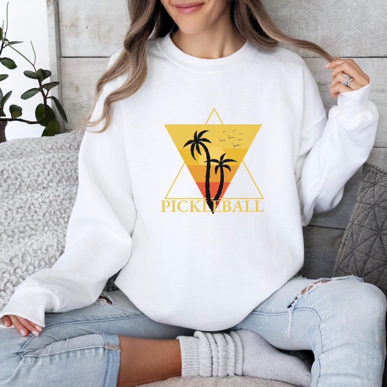 Retro Pickleball Long Sleeve, Pickleball Sweatshirt, Pickle Ball Game Day Sweater, Crew Neck Sweatshirts, Trendy Sweater With Neck LabelRetro Pickleball Long Sleeve, Pickleball Sweatshirt, Pickle Ball Game Day Sweater, Crew Neck Sweatshirts, Trendy Sweater With Neck Label For Men And Women