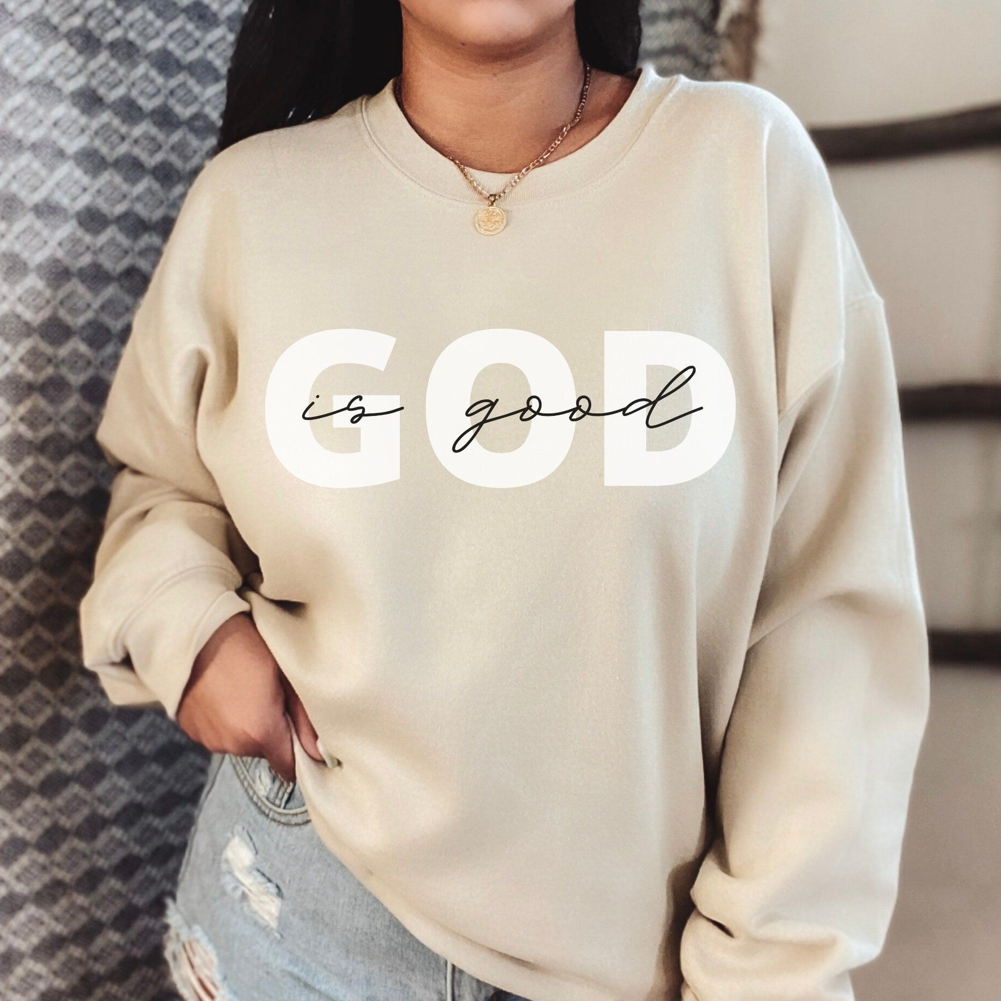 God Is Good Crewneck Saved By Grace Sweatshirt Female Pastor Gift Simple Sweatshirt Christian Sweatshirt Faith Sweatshirts Christian Hoodie