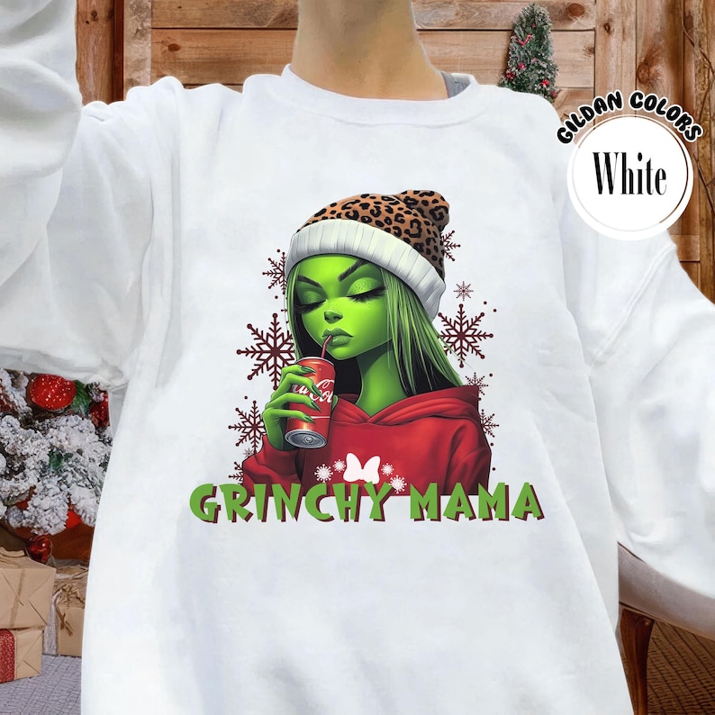 Grinchy Mama Drinking Coke Christmas Sweatshirt, Cute Grinch Holiday Shirt, Grinchy Mom Gifts, Family Christmas Shirt, Mothers Day Gift