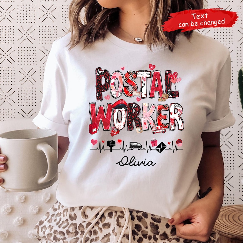 Postal Worker Valentine shirt, Custom Postal Worker Valentine's Day Shirt, Valentine Postal Shirt, Mail Lady Valentines Shirt Gift For Men And Women
