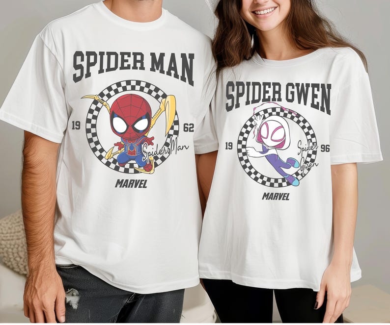 Retro Marvel Shirt, Spider-Gwen Spider-Man Shirt, Marvel Couple Shirt, Superheroes Shirt, Marvel Comic Shirt, Disneyland Vacation Shirt For Men And Women