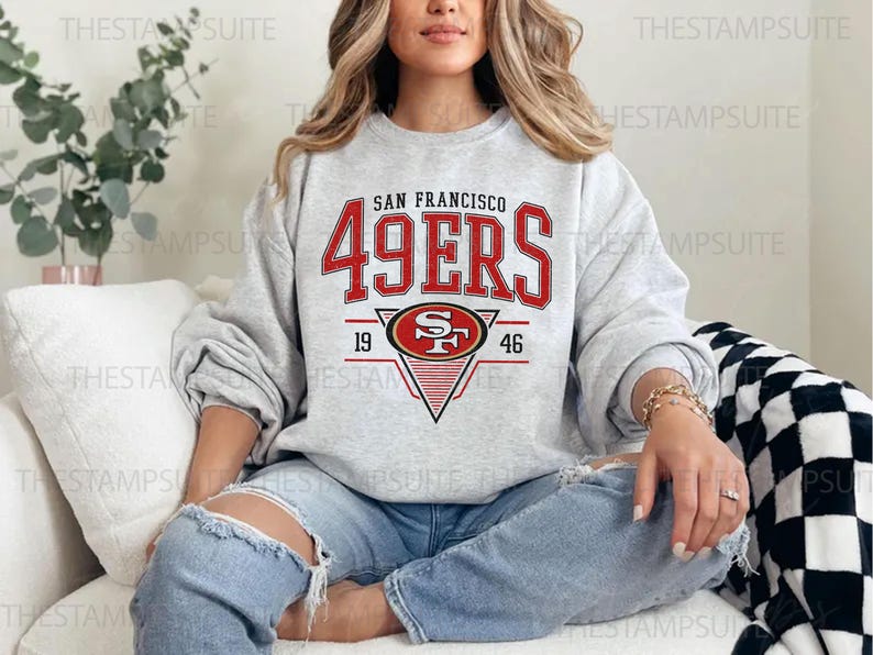 San Francisco Sweatshirt, San Francisco Football Sweater, Vintage Style San Francisco Football Hoodie, Football Crewneck Sweatshirt For Men And Women