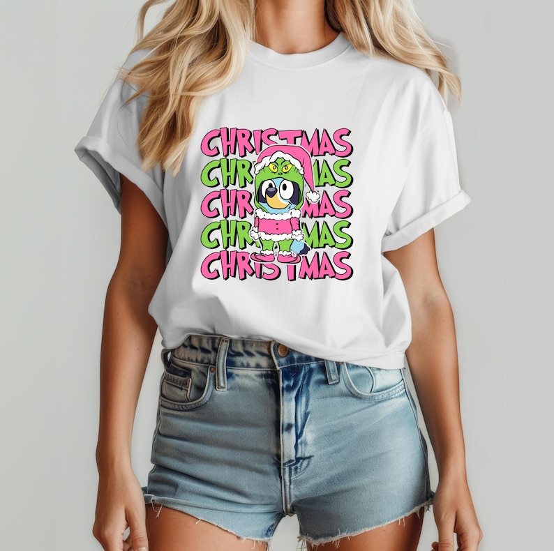 Bluey Christmas Shirt, Grinchmas, Grinch, Grinch Sweatshirt, Blue Dog, Bluey Family, Family Matching Christmas Shirts, Bluey Sweater
