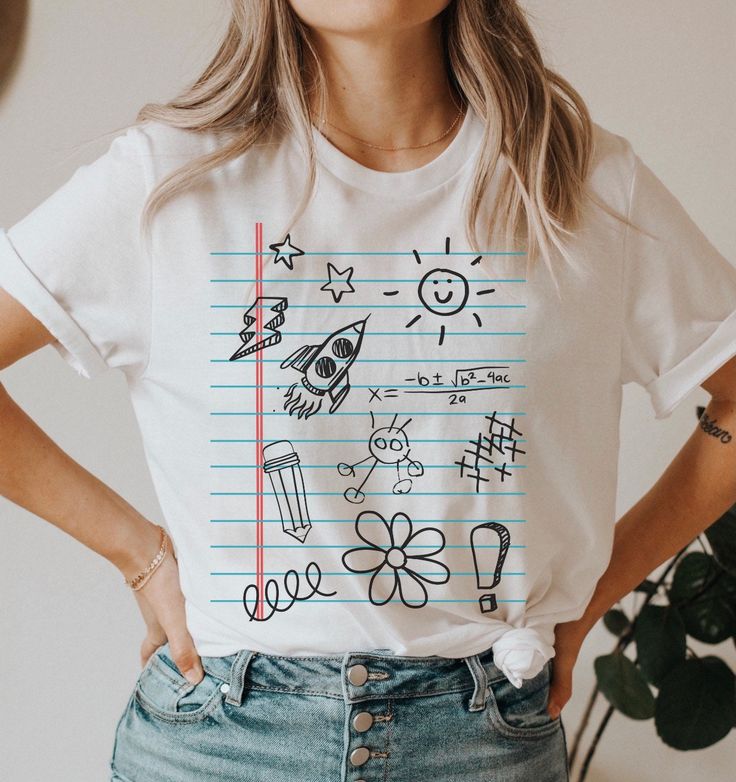 Notebook Doodles Tshirt, Notebook Paper Tee, Back To School Outfit, Kidcore Shirts
