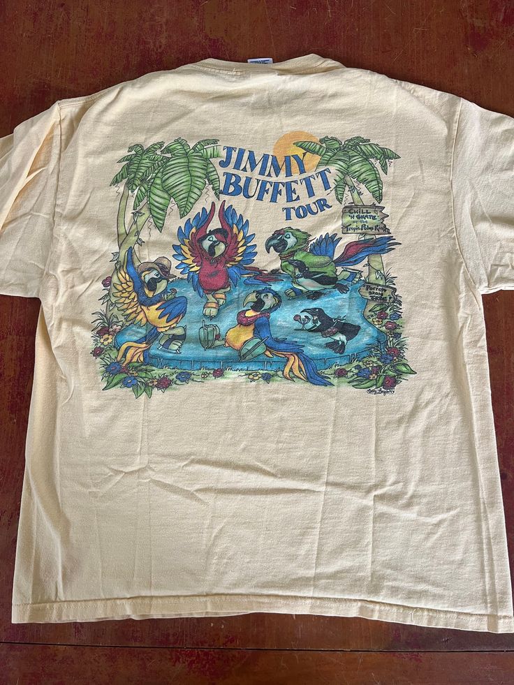 Vintage 2004 Jimmy Buffett Concert T Shirt Size Large License to Chill Tour Yellow Color Awesome Graphic