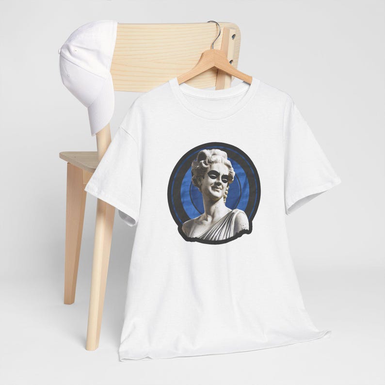 Masked Marvel Renaissance Sculpture Tee, Unique Art T-Shirt, Classical Statue with Modern Mask, Stylish Graphic Tee for Art Lovers