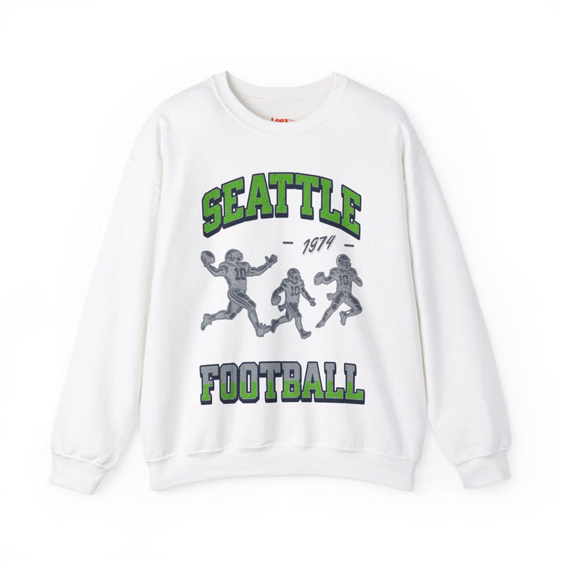Vintage Seattle Football Crewneck Sweatshirt | 1974 Seattle Retro Sports Apparel | Bold, Vibrant Gift for Football Fans, Great for Game Days For Men And Women