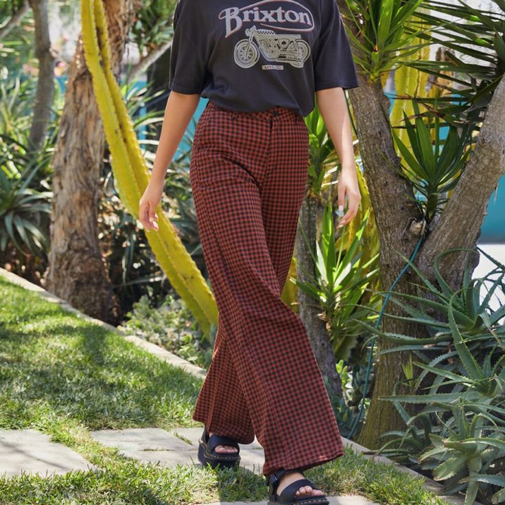 Brixton Capitol Wide Leg Pants in Burnt Henna Black