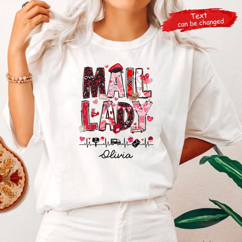 Mail Lady Valentine shirt, Custom Postal Worker Valentine's Day Shirt, Valentine Postal Shirt, Mail Lady Valentines Gift