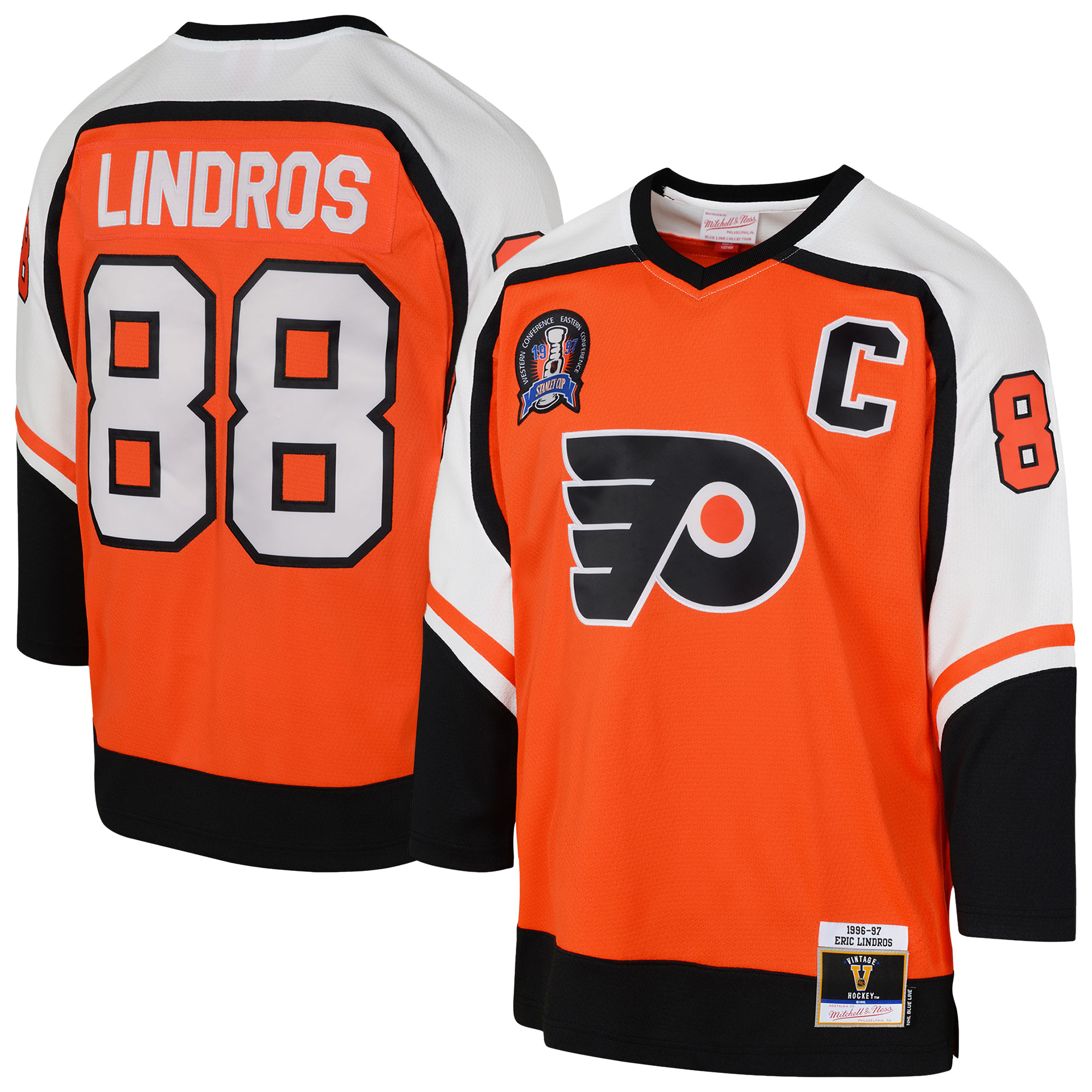Eric Lindros Philadelphia Flyers Mitchell & Ness Youth 1996/97 Power Play 2.0 Player Jersey with Captain Patch - Orange