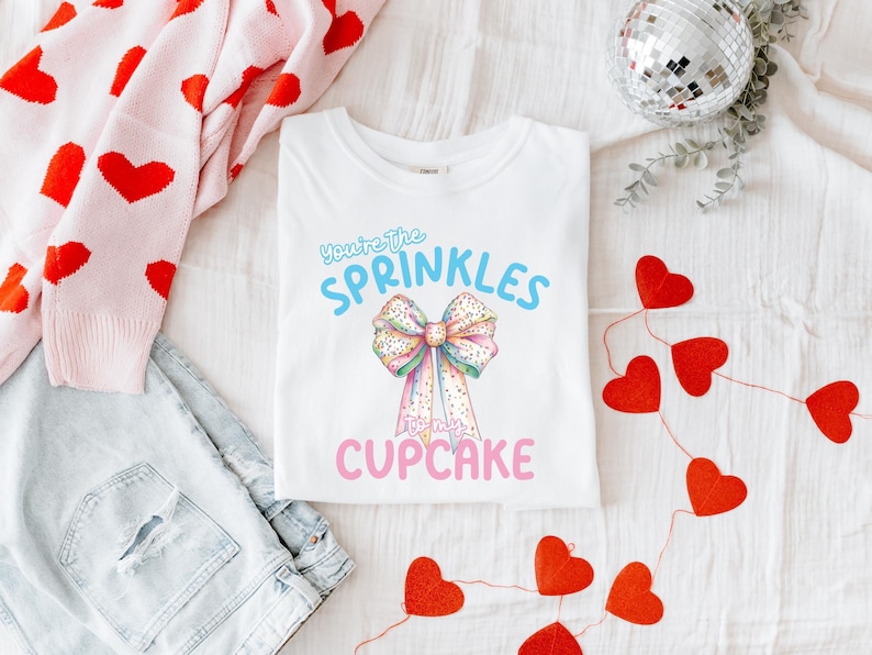 Coquette Baking Valentine's Day Bow Shirt, Funny Sprinkles Coquette Bow Top, Valentine's Day Quote T-shirt, Baking Gifts for Cake Decorator