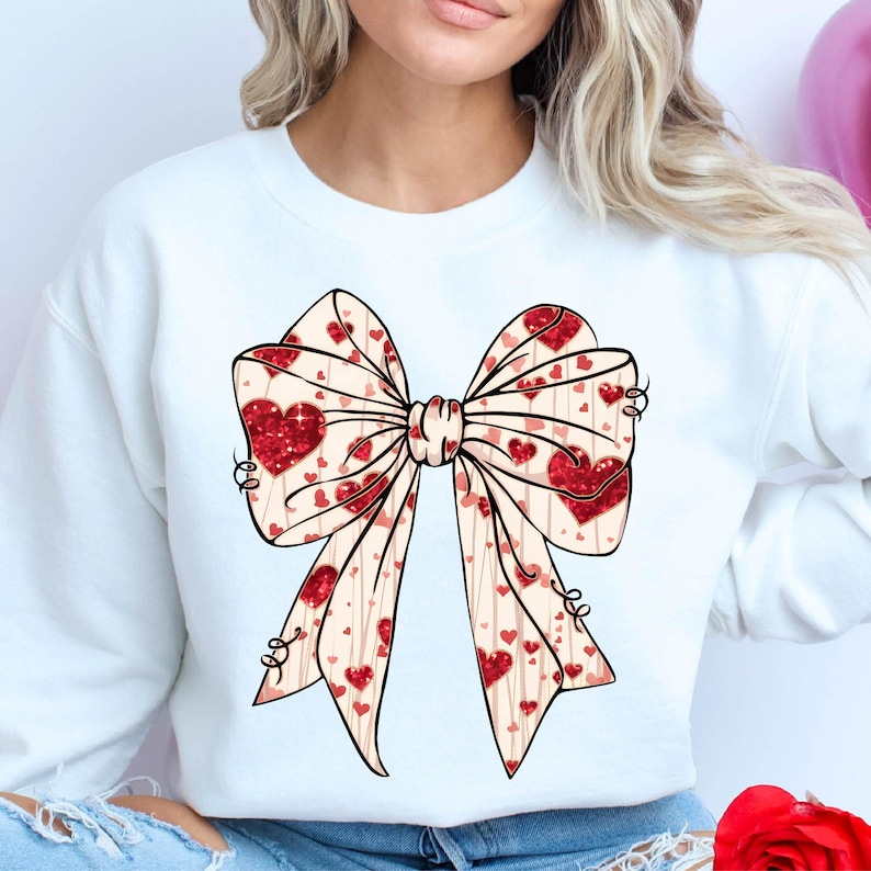 Valentine's day Heart Coquette bow Shirt, Retro Valentine Shirt, Valentines day Bow Shirt, Coquette Bow Tshirt, Bow Valentine Gifts Shirt For Men And Women