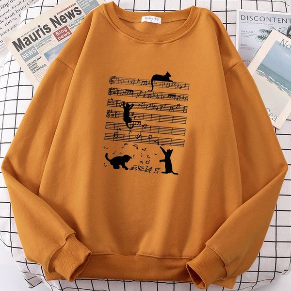 Cats on sheet music' cat mom sweatshirt