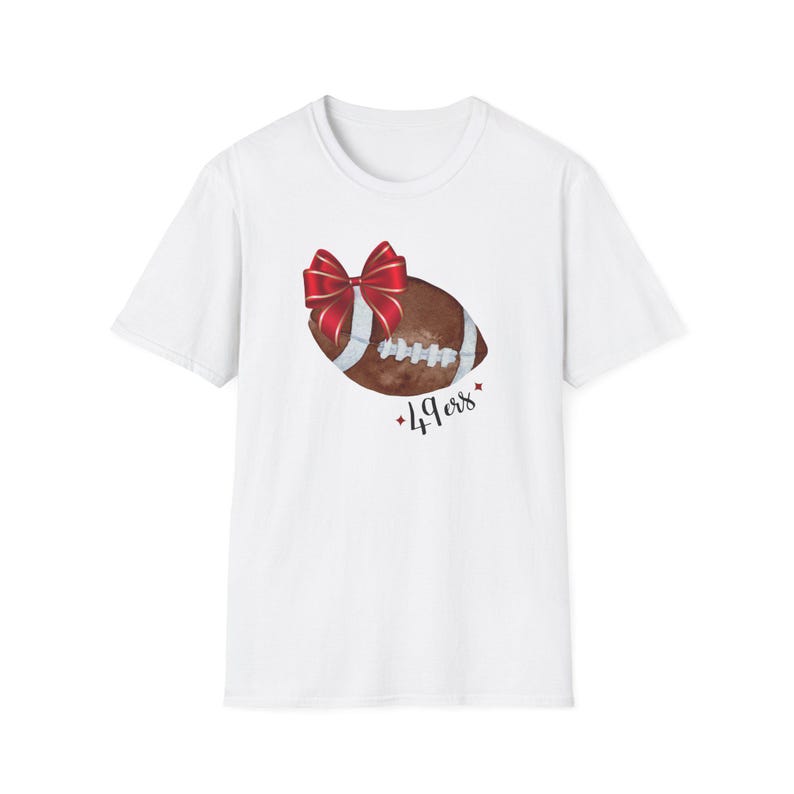Cute 49ers Coquette Football Bow T-Shirt for Women | Football Season Shirt | Gameday Ready | Perfect for Fall NFL Football Fashion