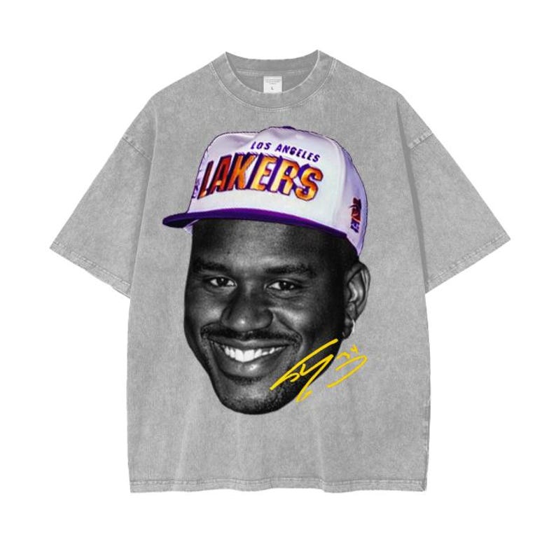 Shaquille O'neal Big Head Graphic T-Shirt Acid Wash For Men And Women