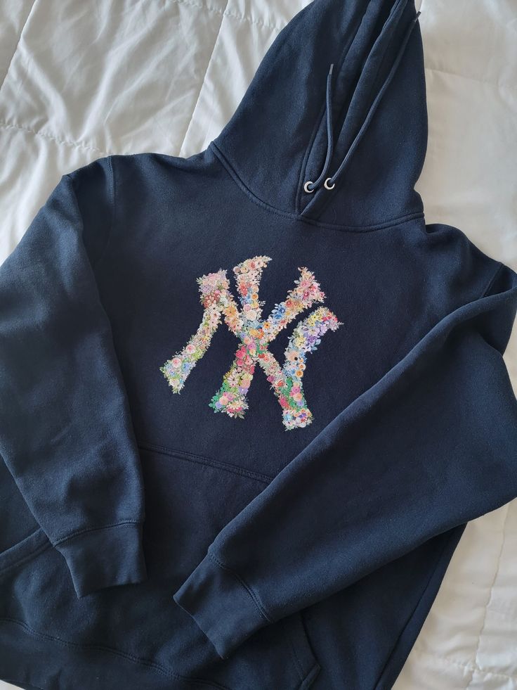 Flower New York Hoodie, New York Hoodie, NY Hoodie, NYC, Baseball Hoodie, Baseball Gift, Baseball Fan, Flower Logo, New York Flower