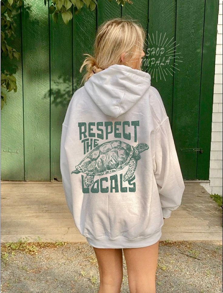 Turtle Surf Hoodie Respect The Locals Shirt Beach Bum Hoodie Trendy Sweatshirts Gift to Surfer Clothing For Men And Women