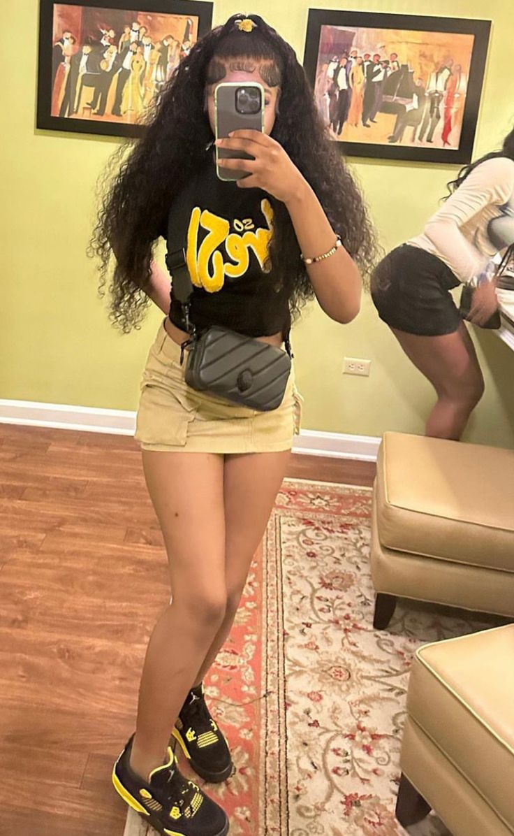 yellow and black Thunder Jordan Outfit For Men And Women