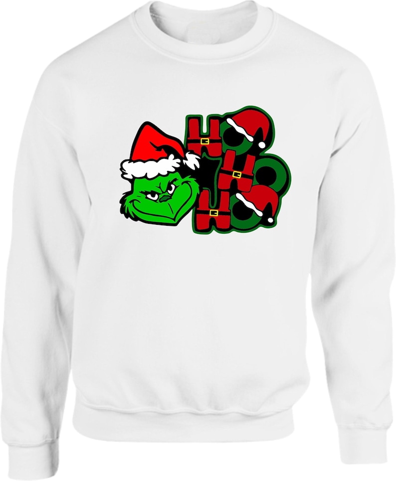Ho Ho Ho Merry Grinchmas 2024 Sweatshirt, Grinch Merry Xmas Family Gift, Cute Christmas Party Jumper, Adult Unisex Kids Jumper Top