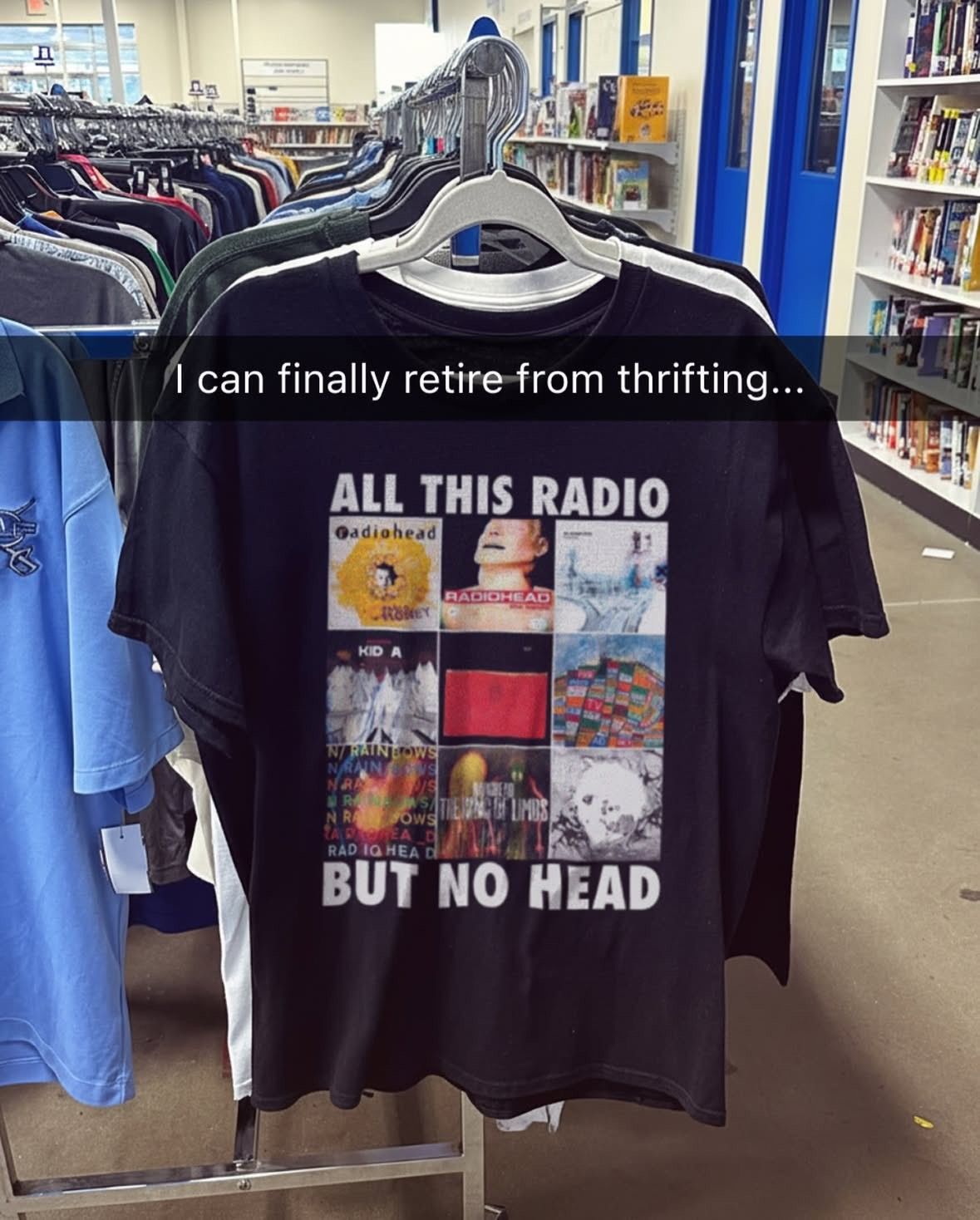 "All This Radio But No Head" T-Shirt, Funny Radiohead Meme Graphic Tee, Ironic Alt Rock Album Grid Shirt, Edgy Indie Music Merch Aesthetic - - More Option - Outfits For US