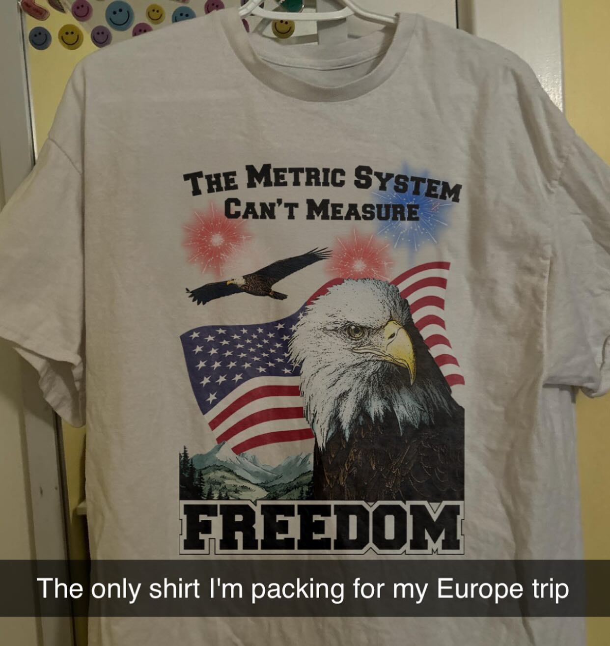 American Bald Eagle Freedom Shirt - Funny Anti-Metric System USA Flag Graphic Tee for Men/Women - - More Option - Outfits For US