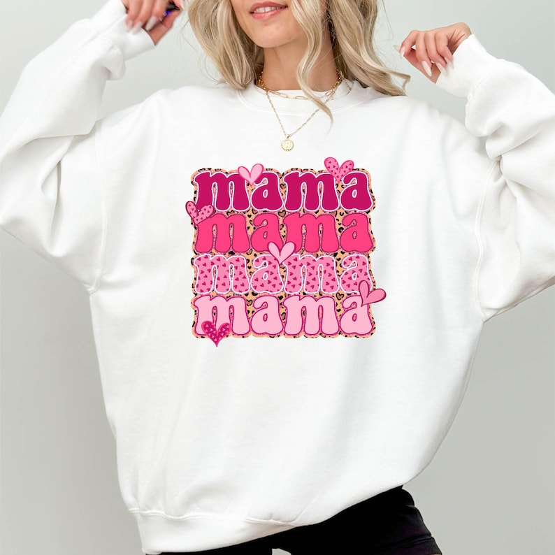 Mama Valentine's Day Gift for Mom, Leopard Mama Valentine Shirt, Mama Sweatshirt, Valentines Day Shirt, Cute Valentines Shirt Sweatshirt