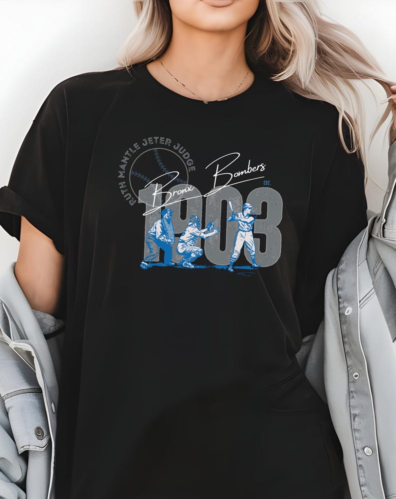 Vintage 1903 Bronx Bombers T-Shirt -Legends of Yankees Baseball Featuring Ruth, Mantle, Jeter, Judge, Retro NY Baseball Tee, MLB Fan Gift For Men And Women