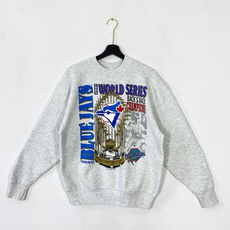 Vintage 90s Toronto Blue Jays Sweatshirt Blue Jays Crewneck Blue Jays Sweater Pullover Sportswear MLB Toronto Blue Jays Print Logo Medium For Men And Women