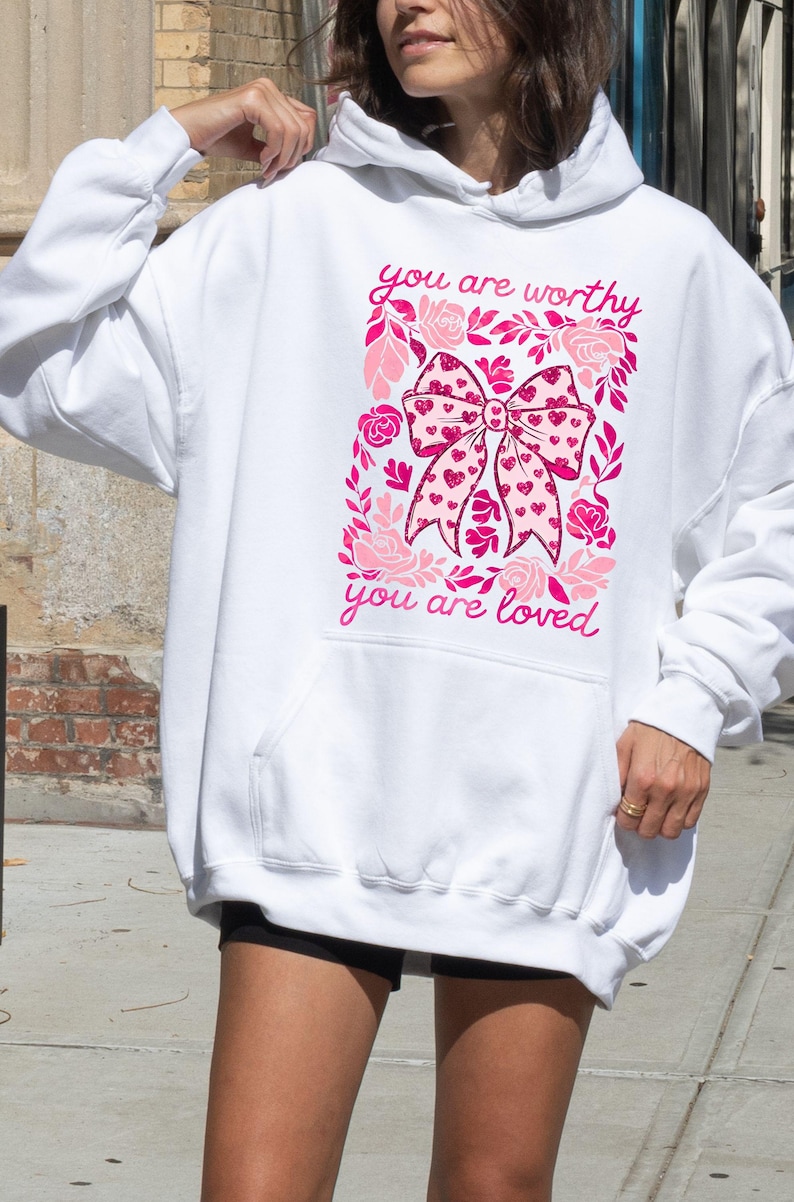 Valentine's day Heart Coquette bow Hoodie, Retro Valentine Hoodie, Valentine's Day Hoodie, Valentine Love Hoodie, Valentine Bow Hoodie For Men And Women
