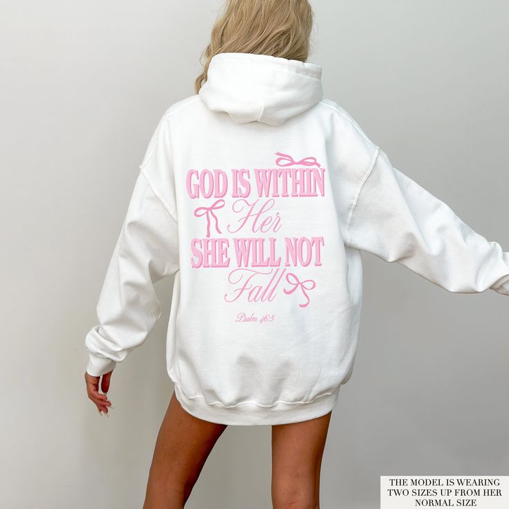 God Is Within Her She Will Not Fall Hoodie Coquette Christian Hoodie Jesus Hoodie Christian Sweatshirt Christian Bible Verse Sweatshirt